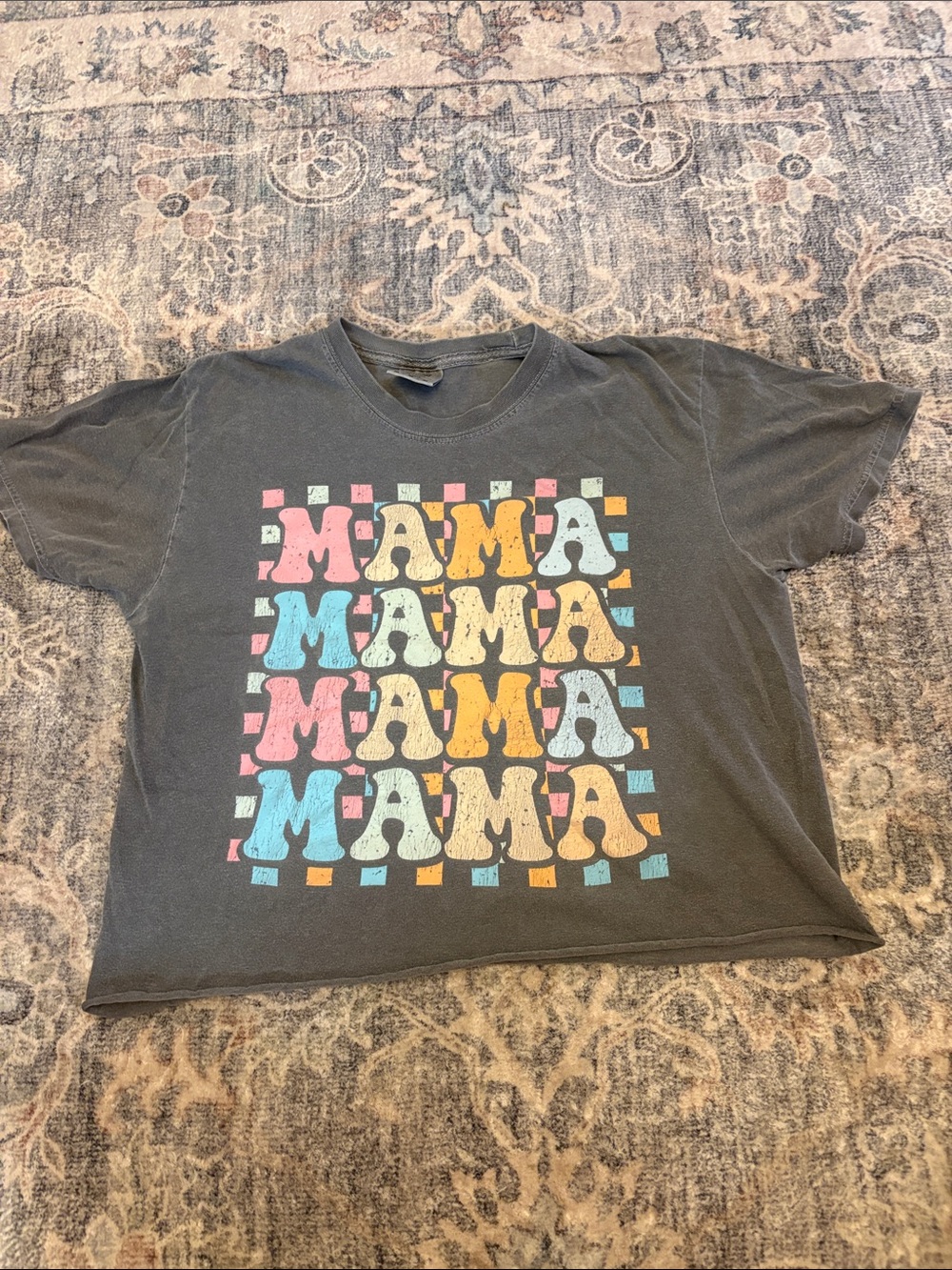 Mama Graphic Tee - Charcoal with Multi-Color Print